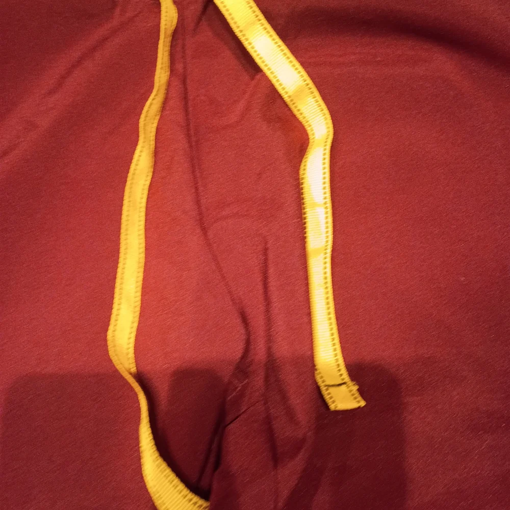 Wide Leg Women's Scrub Pants in Burgundy with Yellow Drawstring - Picture 2 of 4